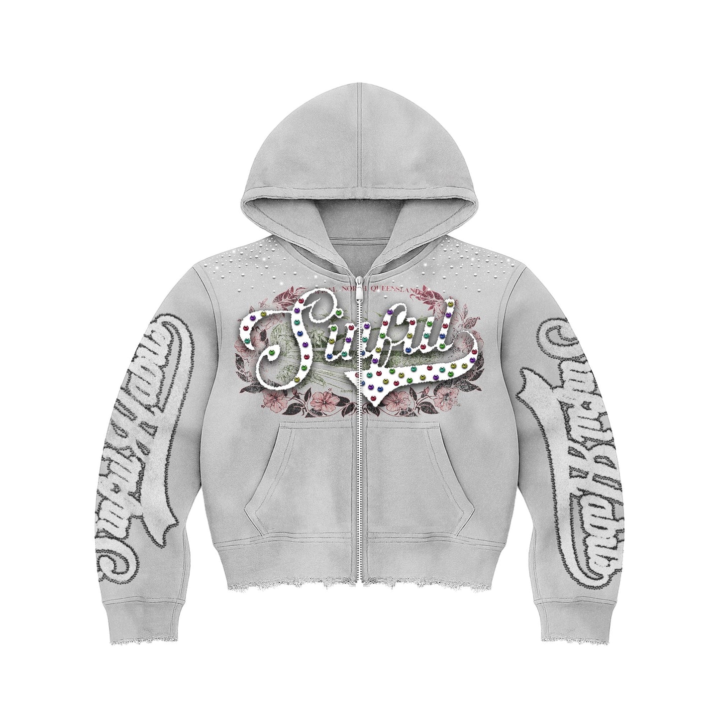 Gray "Sinful" Rhinestone Hoodie
