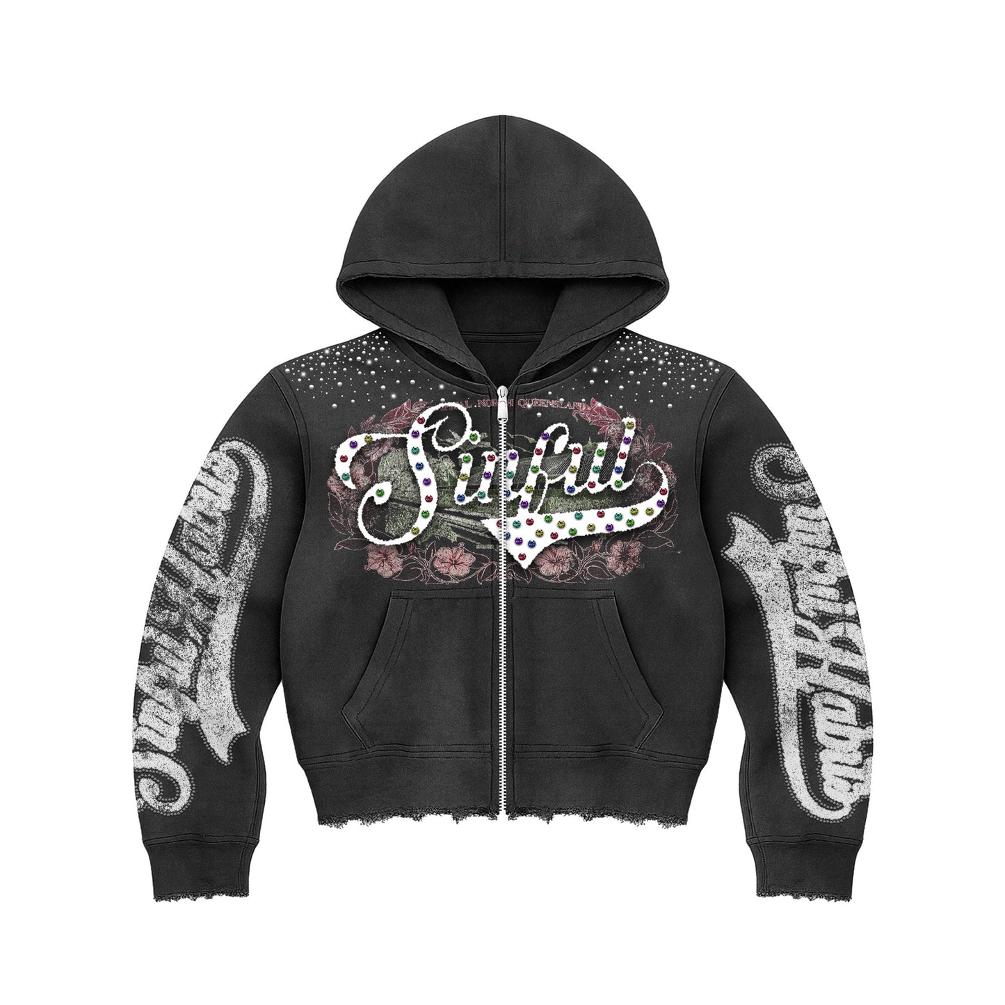 Black "Sinful" Rhinestone Hoodie