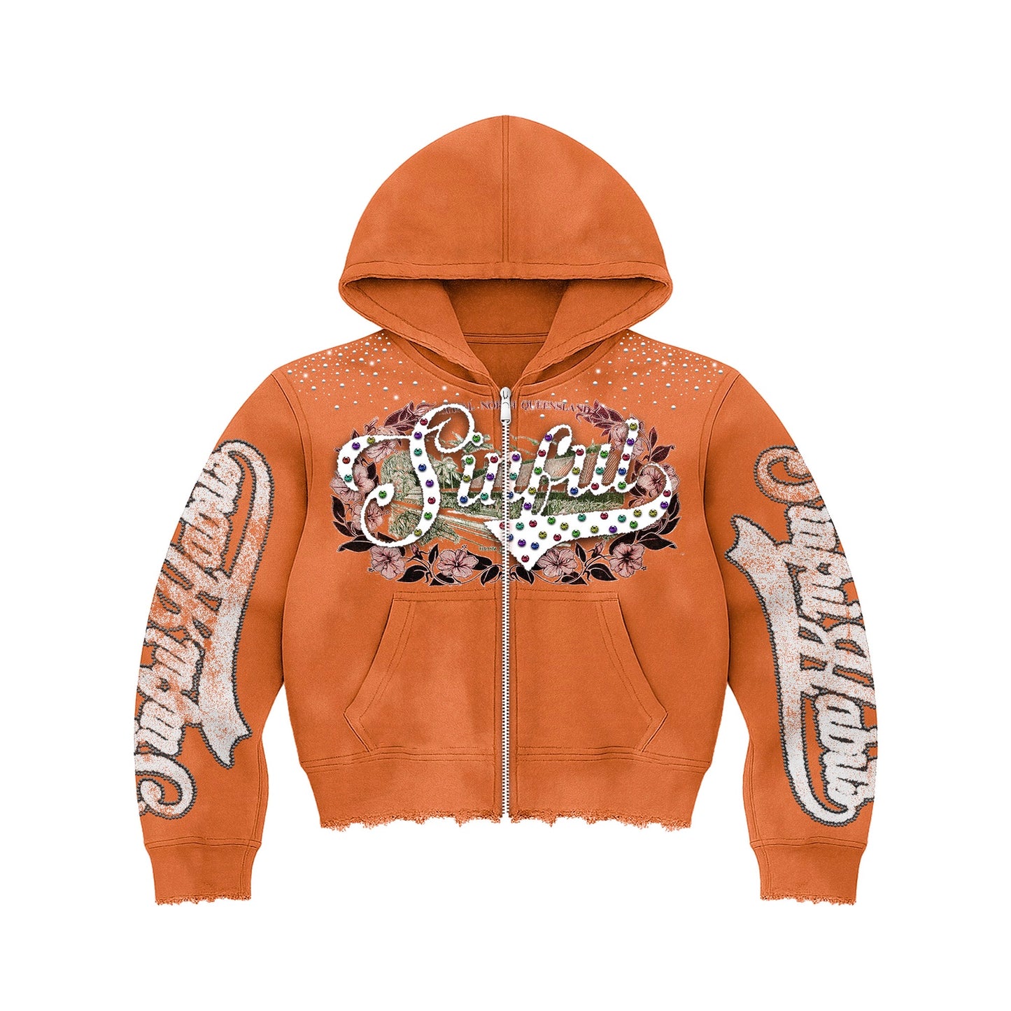 Orange "Sinful" Rhinestone Hoodie