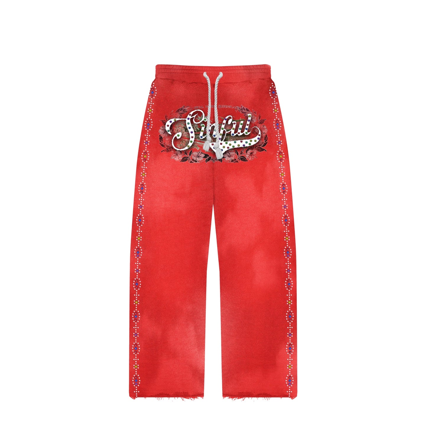 Red "Sinful" Rhinestone Sweatpants