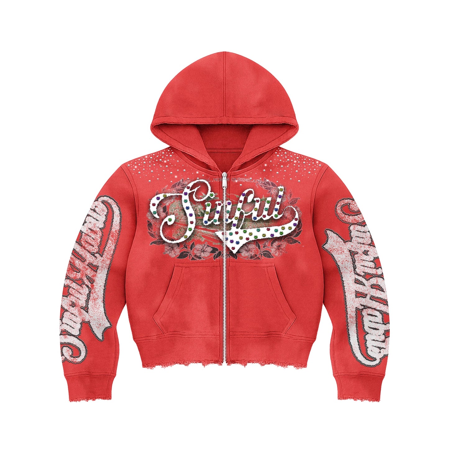 Red "Sinful" Rhinestone Hoodie